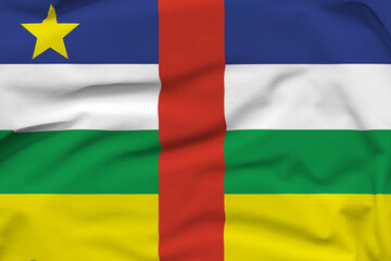 Central African Republic national flag, folds and hard shadows on the canvas