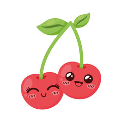 cherries kawaii fruits