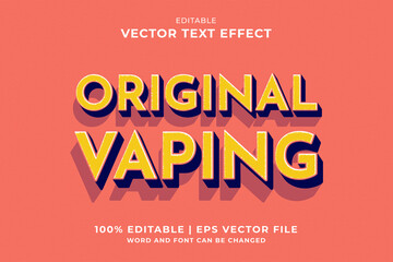 Editable text effect Original Vaping 3d template style premium vector