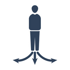 Three way direction arrow icon. Vector
