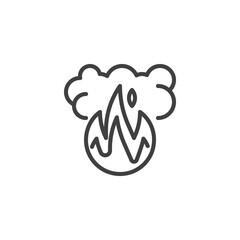 Fire and smoke line icon