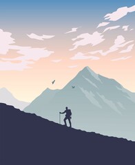 Fototapeta premium silhouette of a person in the mountains