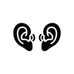Black solid icon for ears