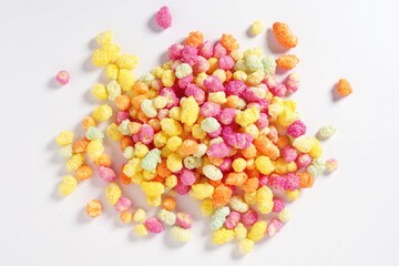 Rainbow colored puffed maize