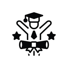 Black solid icon for graduate