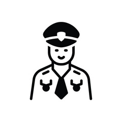 Black solid icon for veteran