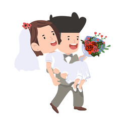 Man hold women on hand Couple wedding character