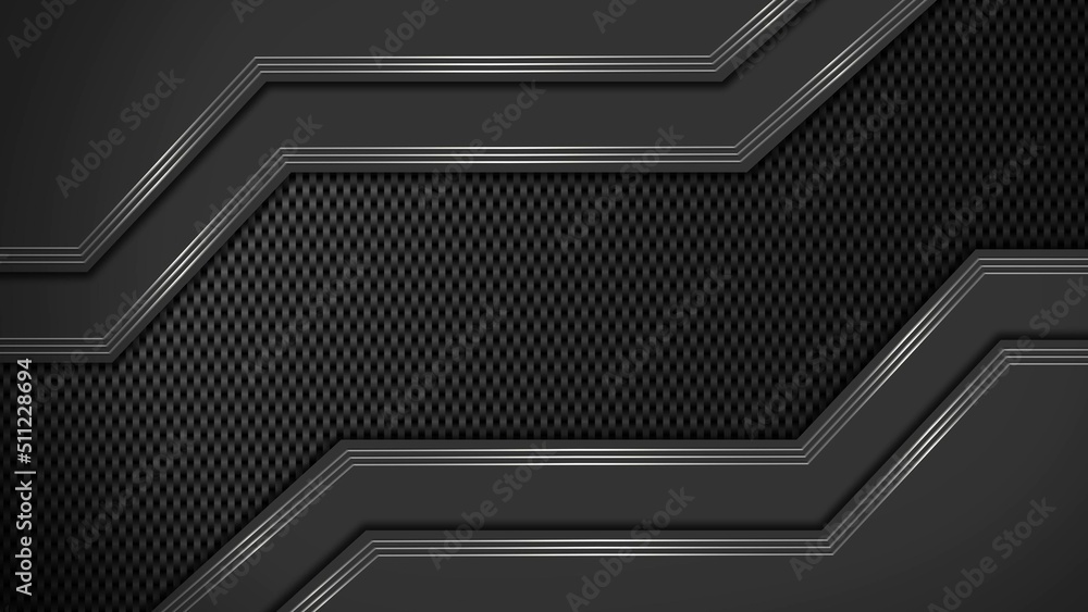 Poster abstract background with overlap layers, modern style of silver, carbon and dark colour combination 