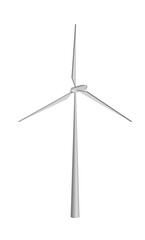 Wind turbine isolated on white background. 3D vector illustration. Green energy. Environmental conservation. Climate change concept. Icon. Efficient energy. Design element. New innovative technology.