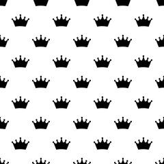 Black and white princess crown seamless pattern