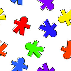 Pride month. LGBTQ+ colorful people background pattern texture in doodle style. Hand-drawn vector illustration.