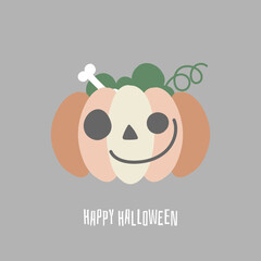 happy halloween holiday festival with cute pumpkin, flat vector illustration cartoon character design