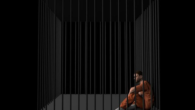 Man in the Cage animation.Full HD 1920×1080.8 Second Long.Transparent Alpha video.