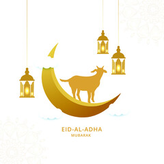 Traditional islamic decorative eid al adha in golden and white colors design template 07