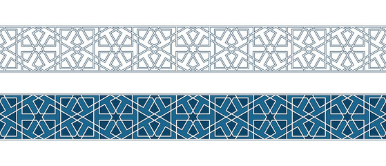 Set of borders of Islamic pattern for Ramadan greetings cards and templates. Vector illustration.