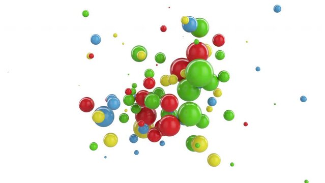 Animated abstract colored bubbles. Yellow Red Green Blue. 4K Animation