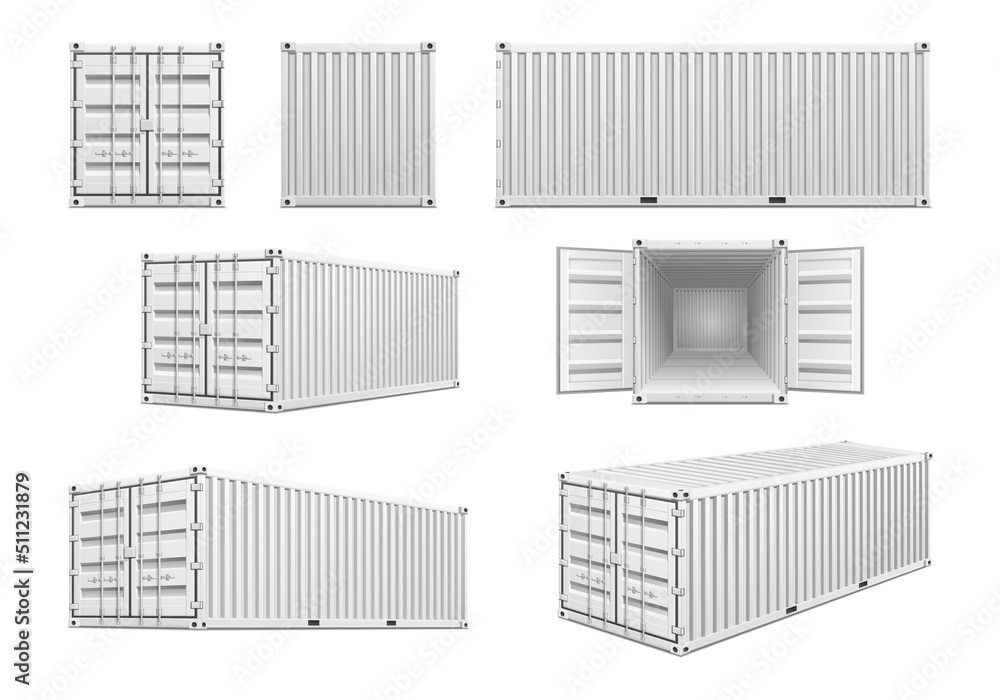 Wall mural Cargo Container Realistic Set