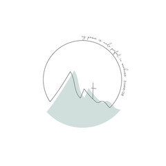 Minimal Logo with Cross and Mountains