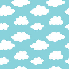 Cute clouds, bright sky seamless vector pattern