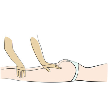 Manual body massage line art on white isolated background. Spa salon vector illustration