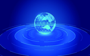 Earth globalization technology concept floating on coil turntable