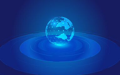 Earth globalization technology concept floating on coil turntable