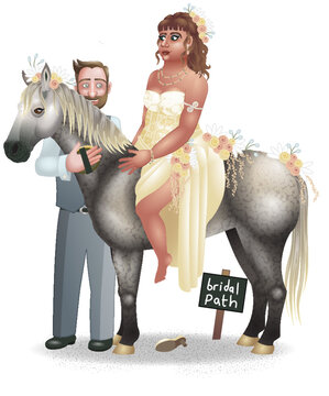 Bridal Path -- horse bride groom wedding marriage joke