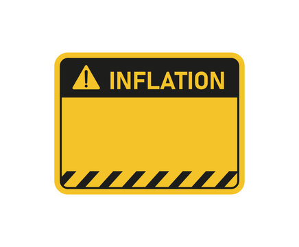 Inflation text yellow warning sign icon design vector.