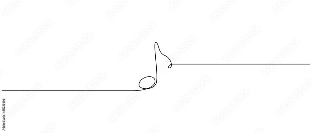 Leinwandbilder one continuous line drawing of musical single note. minimalist logo and symbol of sound and music sc