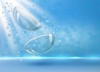 Realistic contact lenses in splashing water vector