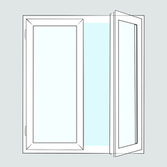 Open window line art on white isolated background