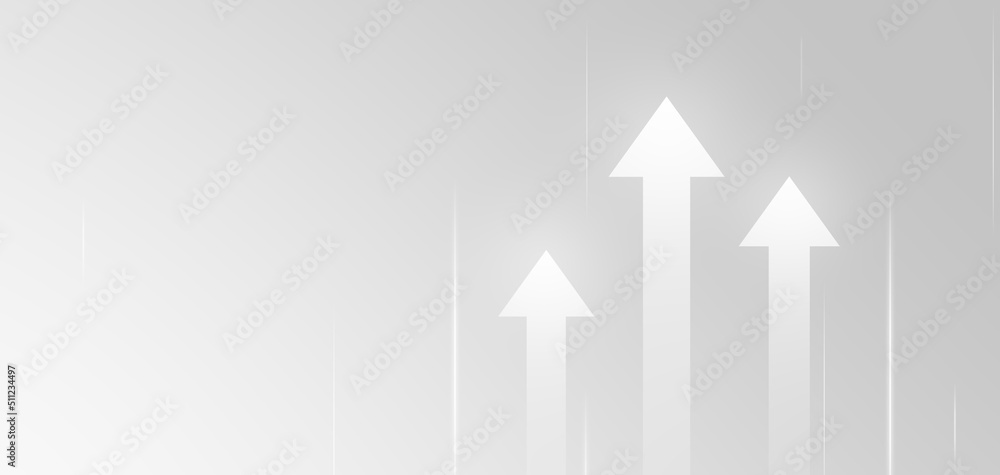 Poster abstract growth up arrow graphic icon on white background with direction pointer symbol concept or s