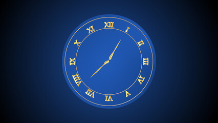 Blue and gold-colored antique plus modern design clock animation