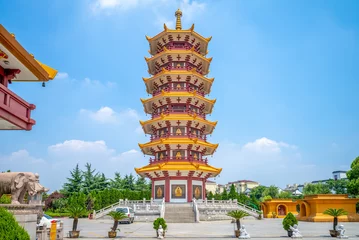 Poster qibao-tempel in de oude stad van qibao in shanghai © Richie Chan