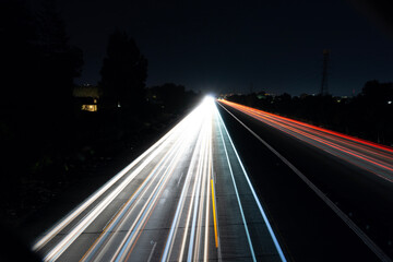 traffic on highway at night