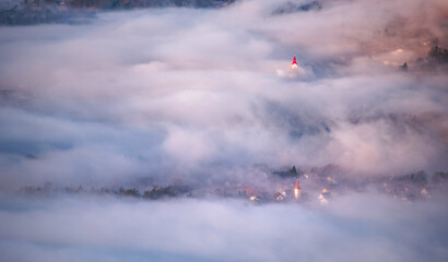 Fototapeta premium Hidden villages in the morning mist