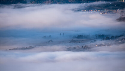 Hidden villages in the morning mist