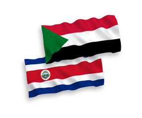 Flags of Republic of Costa Rica and Sudan on a white background