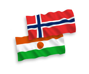 Flags of Norway and Republic of the Niger on a white background