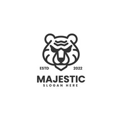 Vector Logo Illustration Tiger Line Art Style.