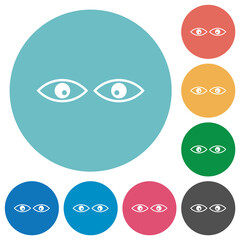 Watching eyes outline flat round icons