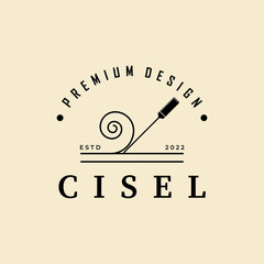 chisel vintage logo vector symbol for woodwork carpentry illustration design