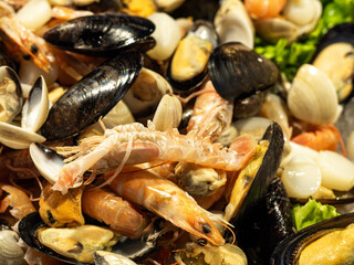 various seafood at a fish market
