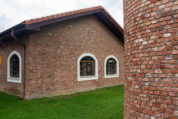 House with old vintage brick wall