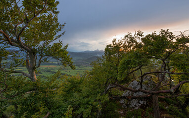 Framed view of Triglav and lake Bled