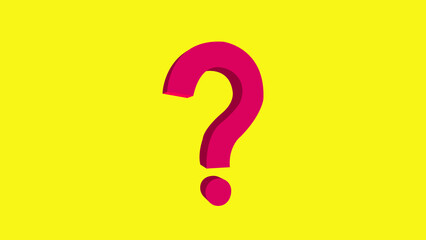 Question mark in red on a yellow background