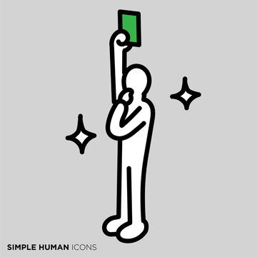 シンプルな人間のアイコンシリーズ　「グリーンカードを出す審判」