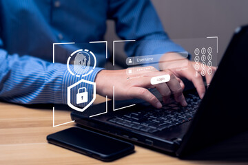 Cyber login and password concept with a smartphone. Data protection and secure internet access cyber security. secure access to users personal information security and encryption.