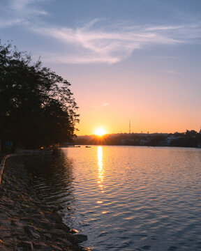 Beautiful scene of sunset at the Bhopal lake
