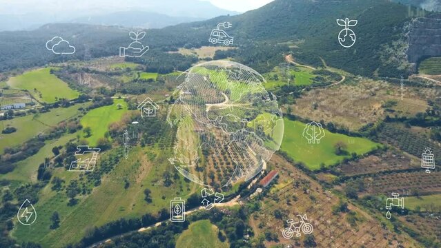 Future environmental conservation and sustainable ESG modernization development by using technology of renewable resources to reduce pollution and carbon emission . High quality 4k footage